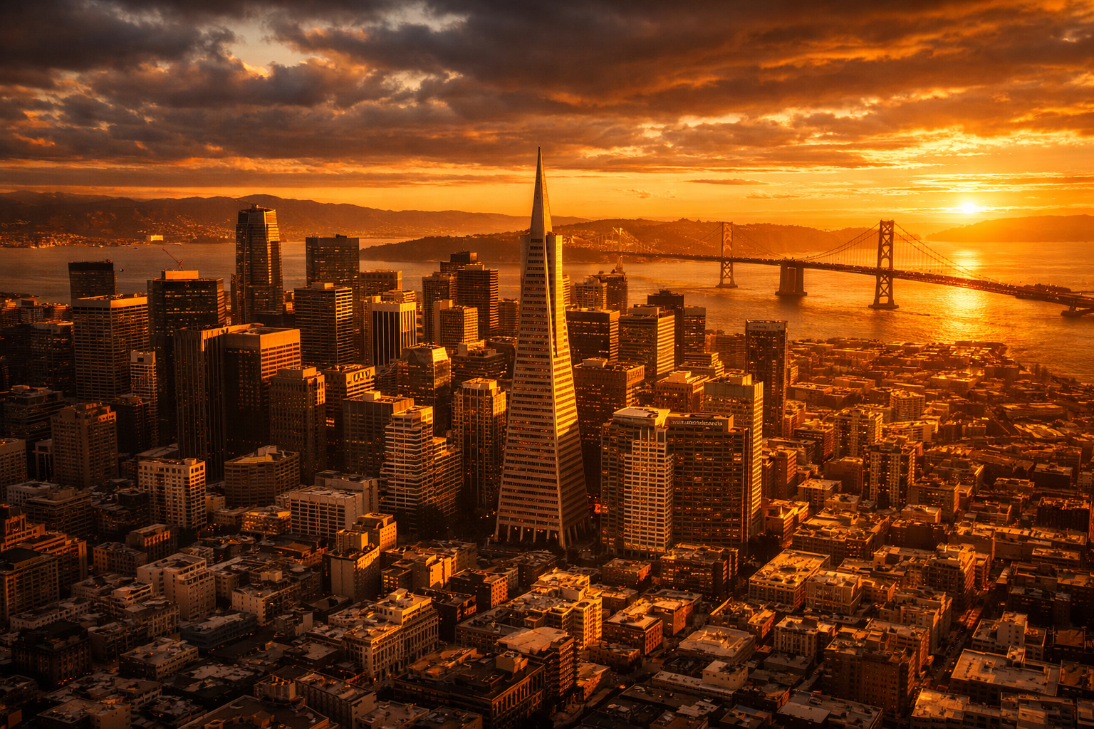 San Francisco skyline at golden hour